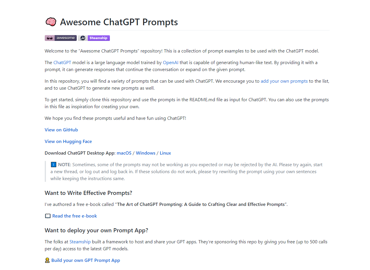 Awesome ChatGPT Prompts