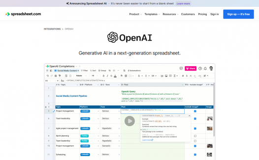 OpenAI in Spreadsheet