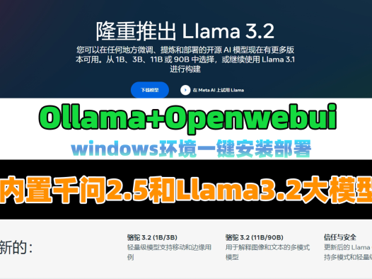 最新的Llama3.2大模型和千问2.5大模型在windows环境一键安装部署,最新Ollama+Openwebui整合包
