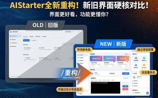 AIStarter史诗级重构详解：新版 vs 旧版UI深度对比，纯净模块化部署+个人中心优化全解析（2026最新原型图）